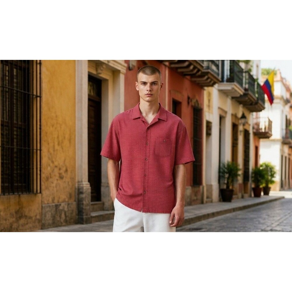 Plectrum Ben Sherman Red Stripe Short Sleeve Shirt XL Mod Casual Preppy